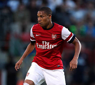 Wellington Silva in action during a football match for Arsenal